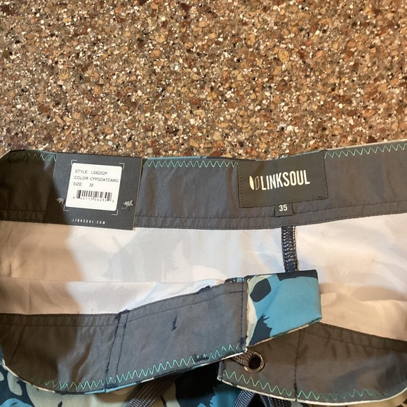 Linksoul Hybrid Short Mens 35 Blue Gray GOAT Camo Outdoor Quick Dry Boardshorts - Picture 4 of 8